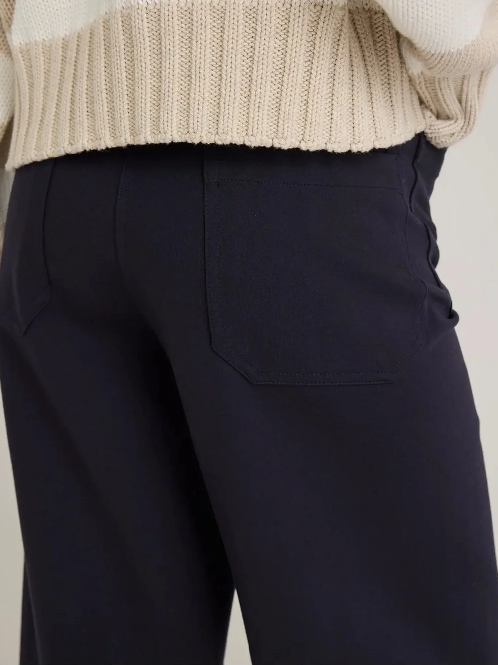 Quince Ponte Wide Leg Cropped Pants Navy Blue Size 16 EUC - Picture 5 of 14